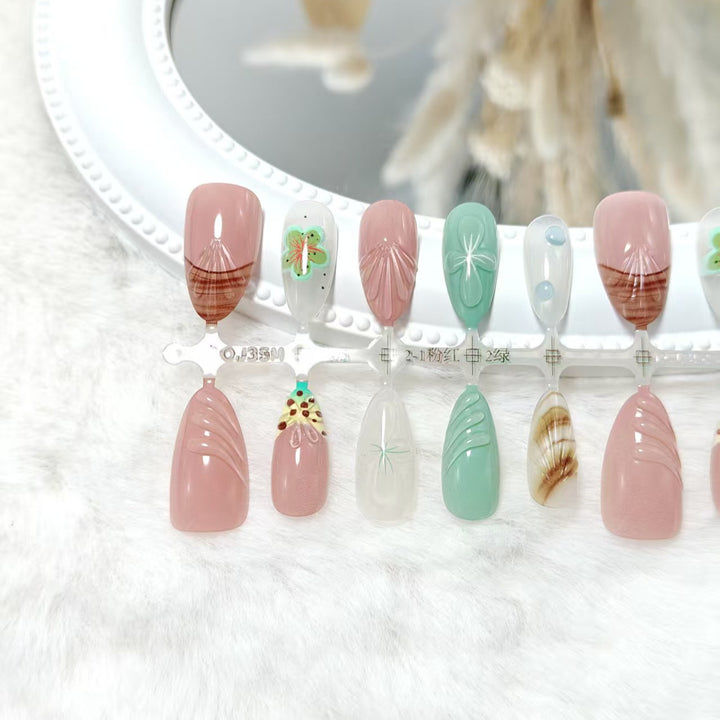 Artificial nails with elegant 3D flower and gradient design Stornfield