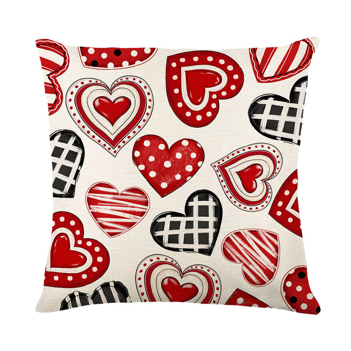 Decorative Cotton-Linen Blend Valentine's Day Polka Dot & Gingham Bow Throw Pillow Cover