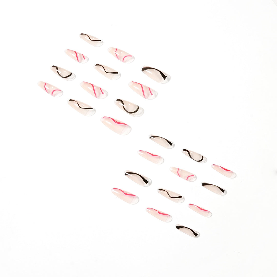 Trendy Artificial Nails with Wave Design Stornfield