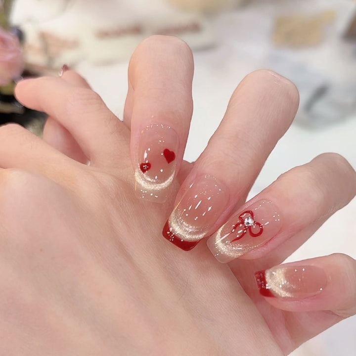 Artistic Heart-Themed Press-On Nail Art Stornfield