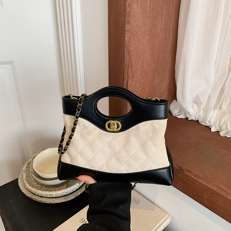 Quilted Multi-Texture Handheld Tote Bag