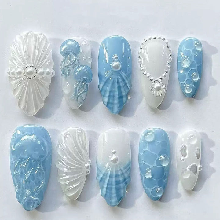 Marine-Themed Press-On Nail Set