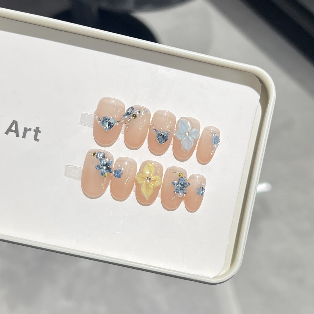 Artistic Floral Press-On Nail Tips Stornfield