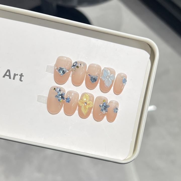 Artistic Floral Press-On Nail Tips Stornfield