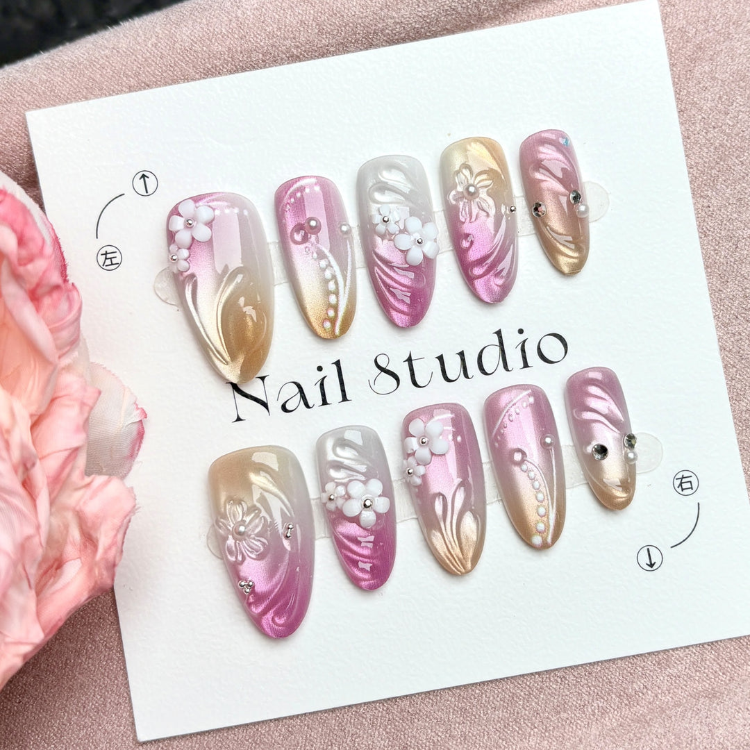 Artistic Floral Design Press-On Nail Set 1790745881