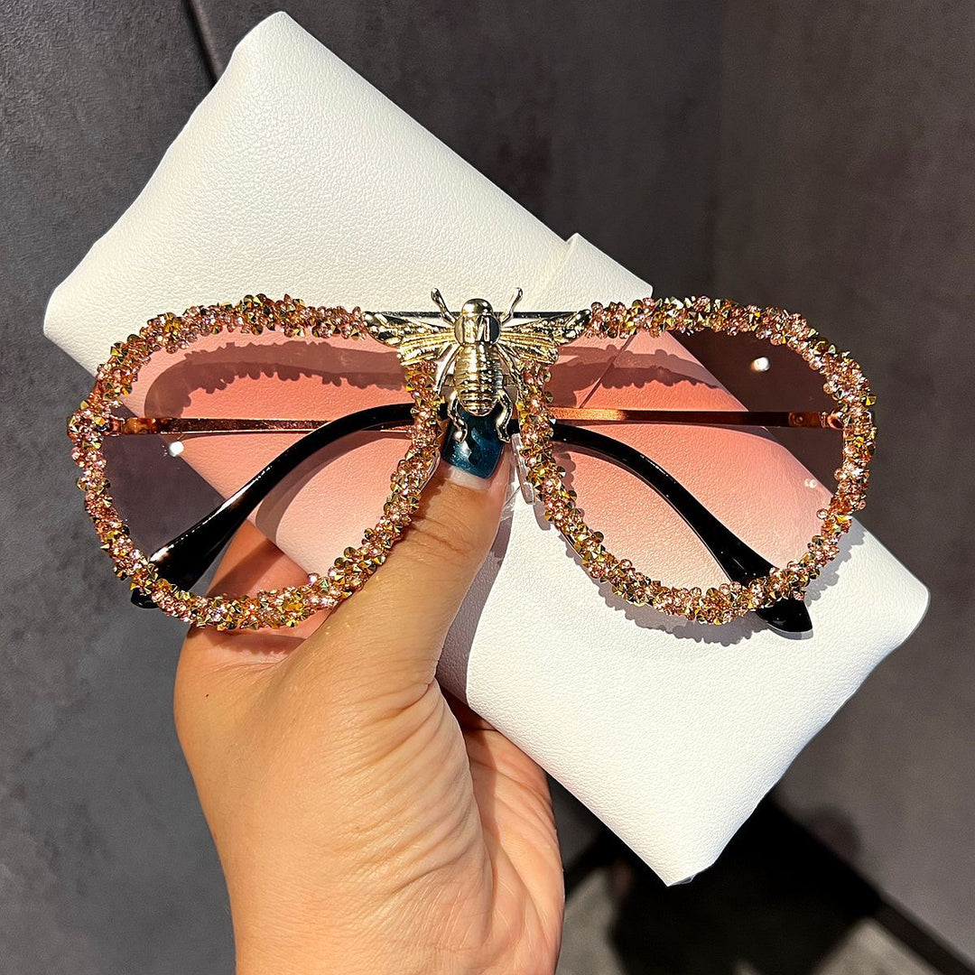 Women Glamorous Oversized Sunglasses with Unique Decorative Frame Stornfield