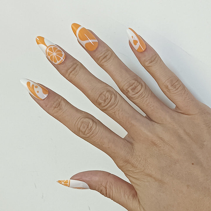 Artificial Nail Set with Fruity Orange Design Stornfield