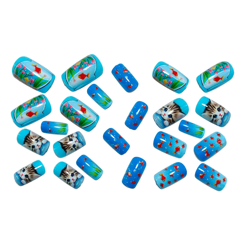 Creative artificial nails with playful animal motifs and aquatic designs Stornfield