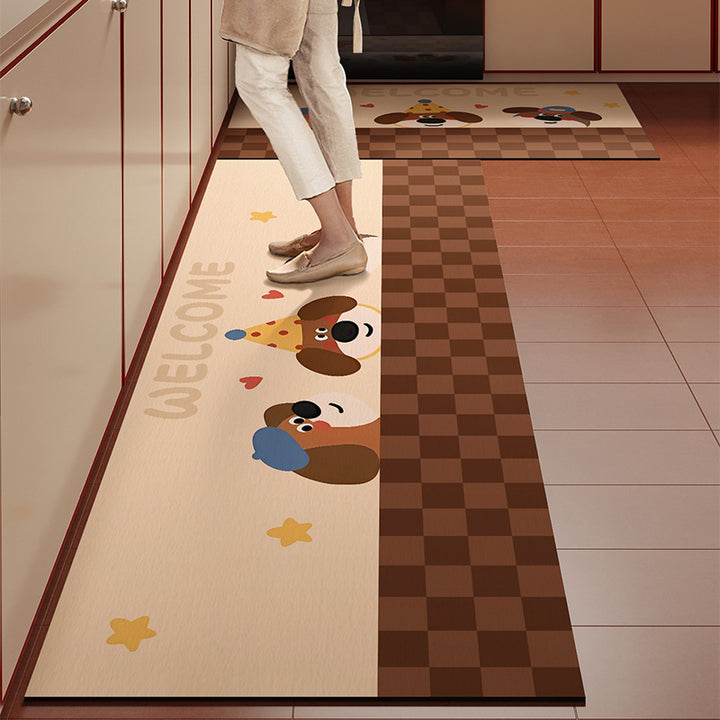 Cartoon-Themed Kitchen Runner Mat
