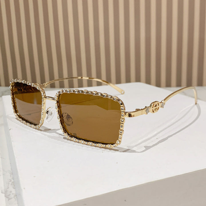 Women's elegant square sunglasses with luxurious rhinestone frame Stornfield