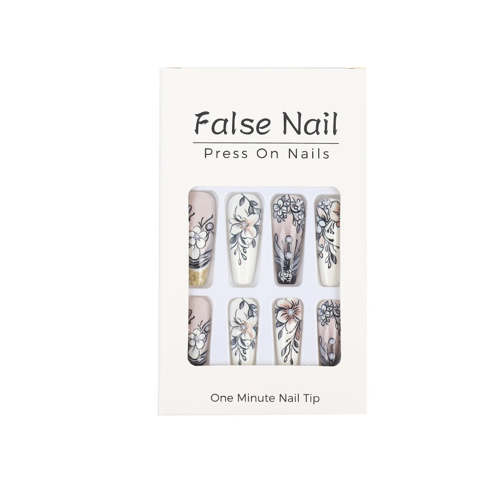 Art Nail Set with Artistic Floral Decorations Stornfield
