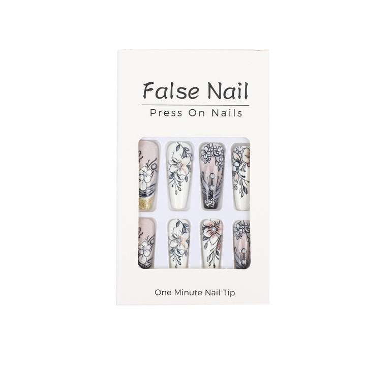 Art Nail Set with Artistic Floral Decorations Stornfield