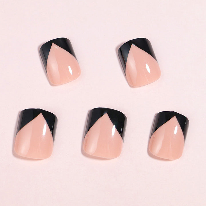 Elegant Black French Tip Press-On Nails Stornfield