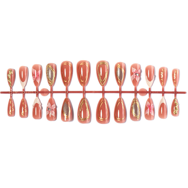 Decorative Press-On Nail Art Set with Floral Embellishments Stornfield