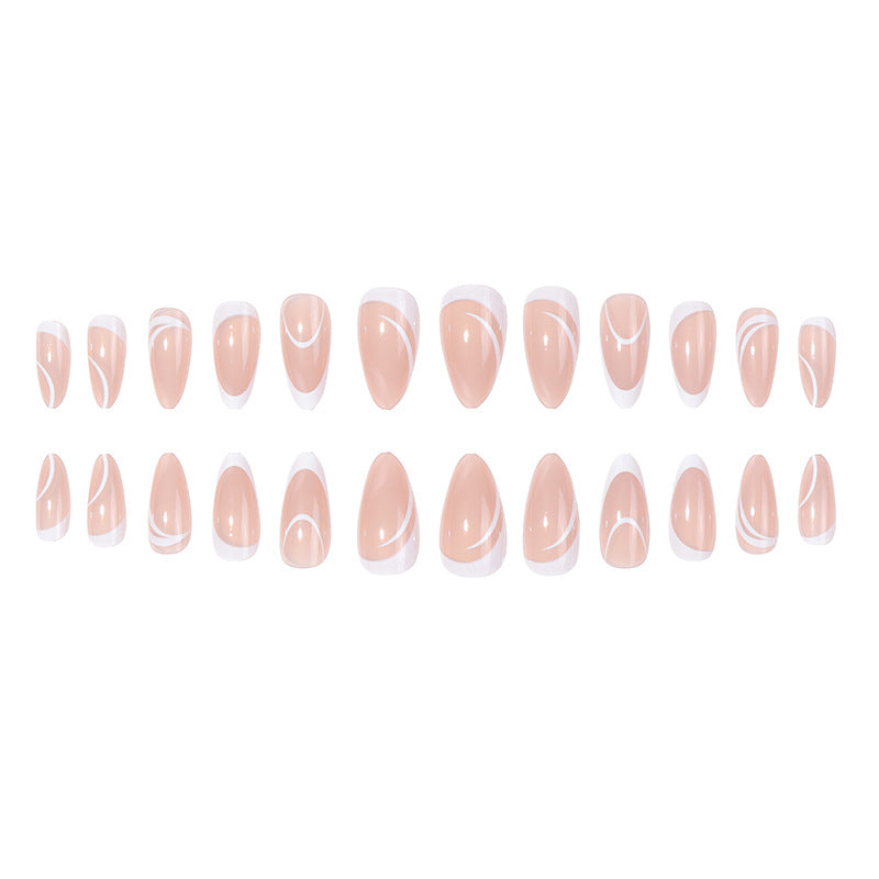 Elegant Stiletto Press-On Nails with Artistic French Tips Stornfield