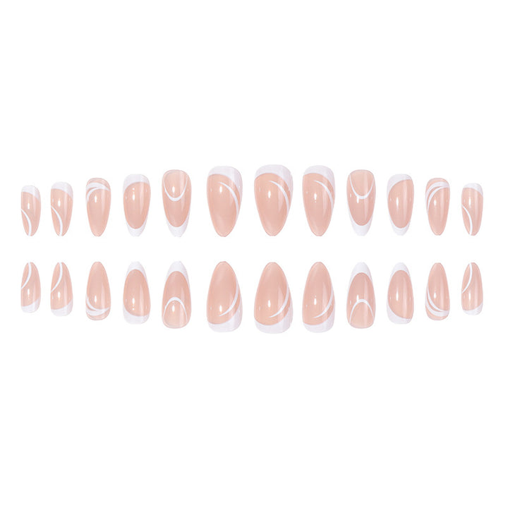 Elegant Stiletto Press-On Nails with Artistic French Tips Stornfield