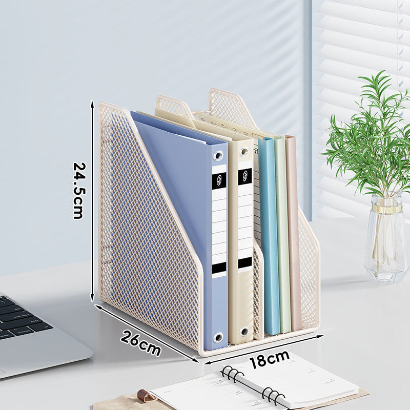 Mesh Desktop Vertical File and Folder Organizer Rack with Wide Slots and Non-Slip Base