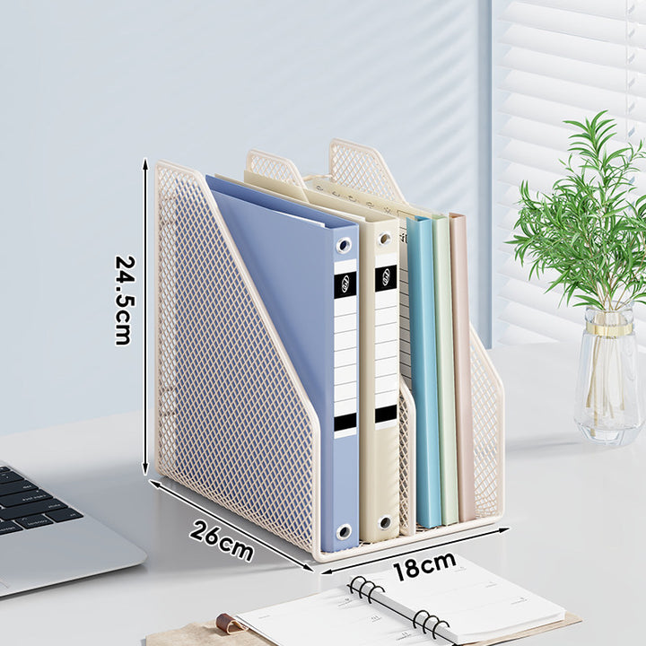 Mesh Desktop Vertical File and Folder Organizer Rack with Wide Slots and Non-Slip Base