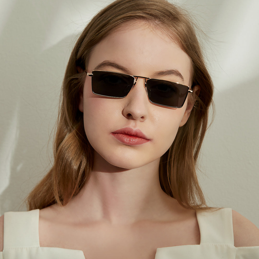 Women's elegant square sunglasses with narrow metal frame and UV protection Stornfield