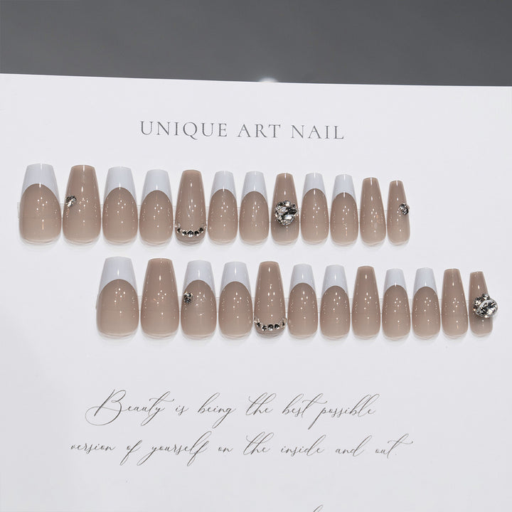 Glamorous Press-On Nail Set with Rhinestone Accents