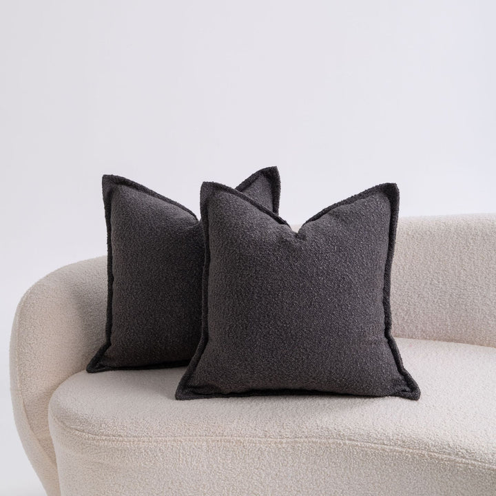 Premium Bouclé Square Cushion Pair with Sculpted Seams and Hidden Zip
