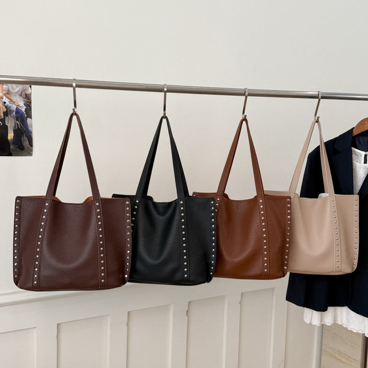 Stylish Studded Leather Tote Bag
