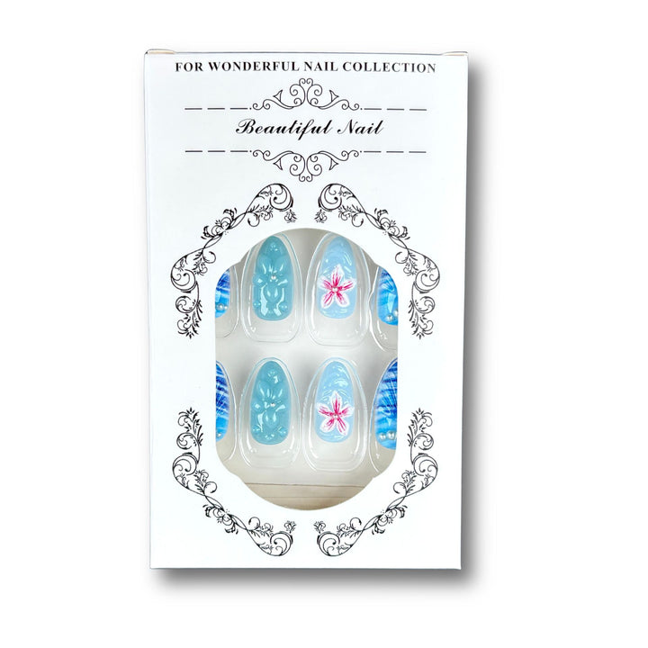 Coastal-Inspired Decorative Press-On Nail Art Set
