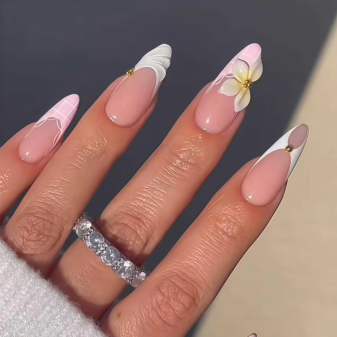 Elegant Floral Design Nail Extensions Stornfield