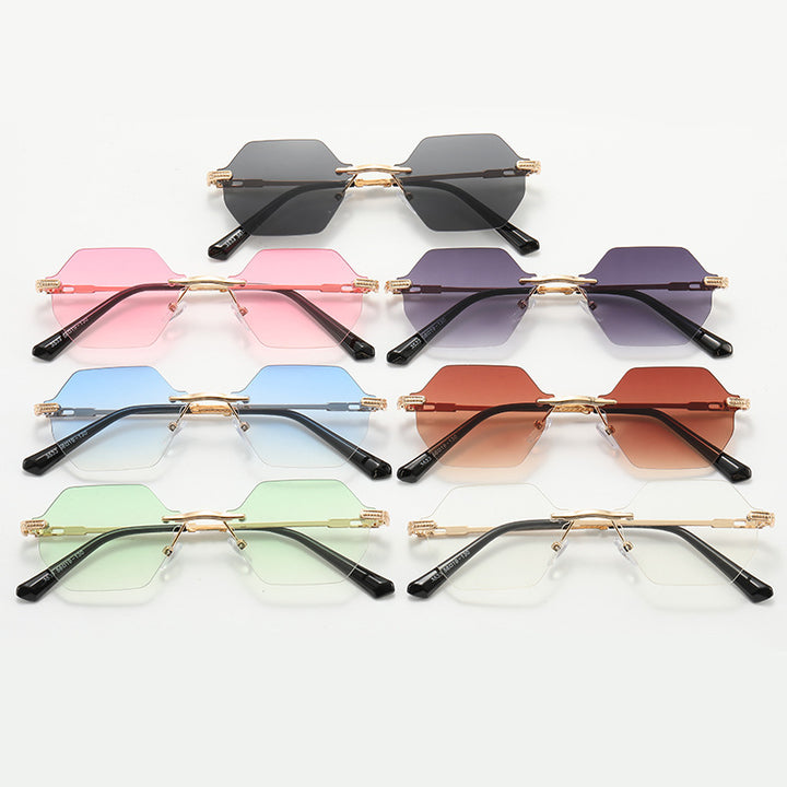 Women's hexagonal designer sunglasses with high-quality metal frame Stornfield