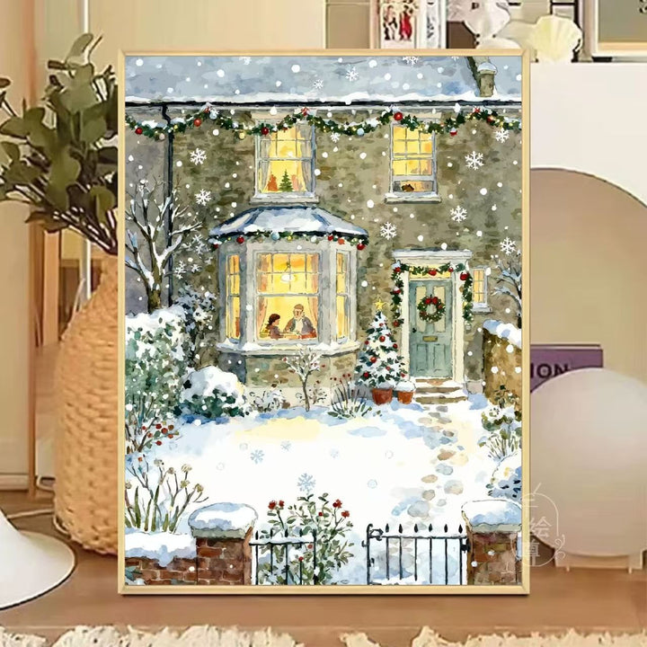 Cozy Winter-Themed Cafe Canvas Art Stornfield
