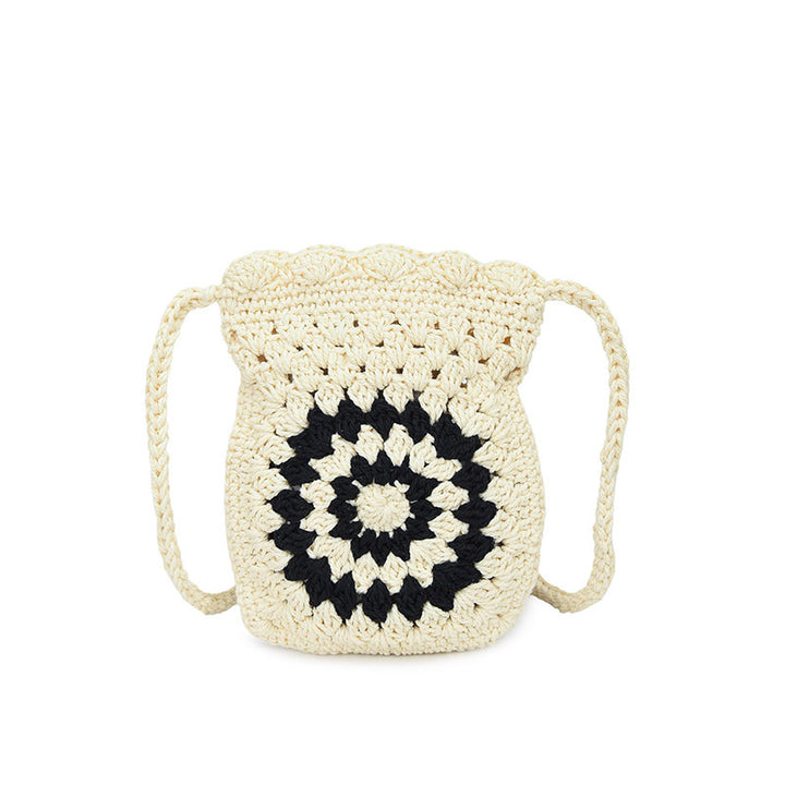 Boho Crochet Drawstring Bag