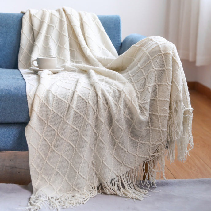 Women’s knitted blanket with textured wave pattern Stornfield