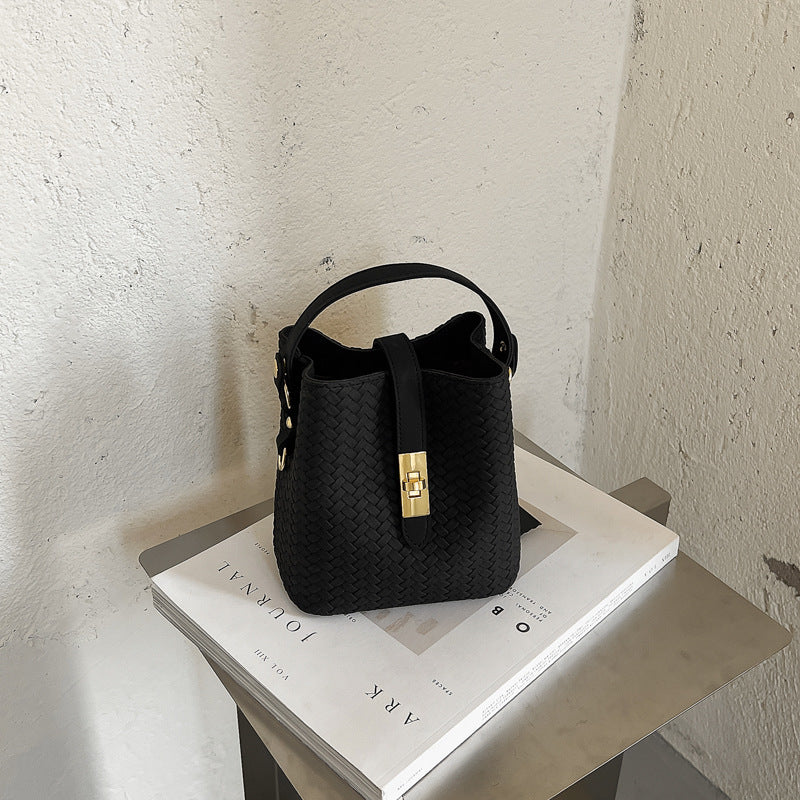 Woven Leather Bucket Handbag