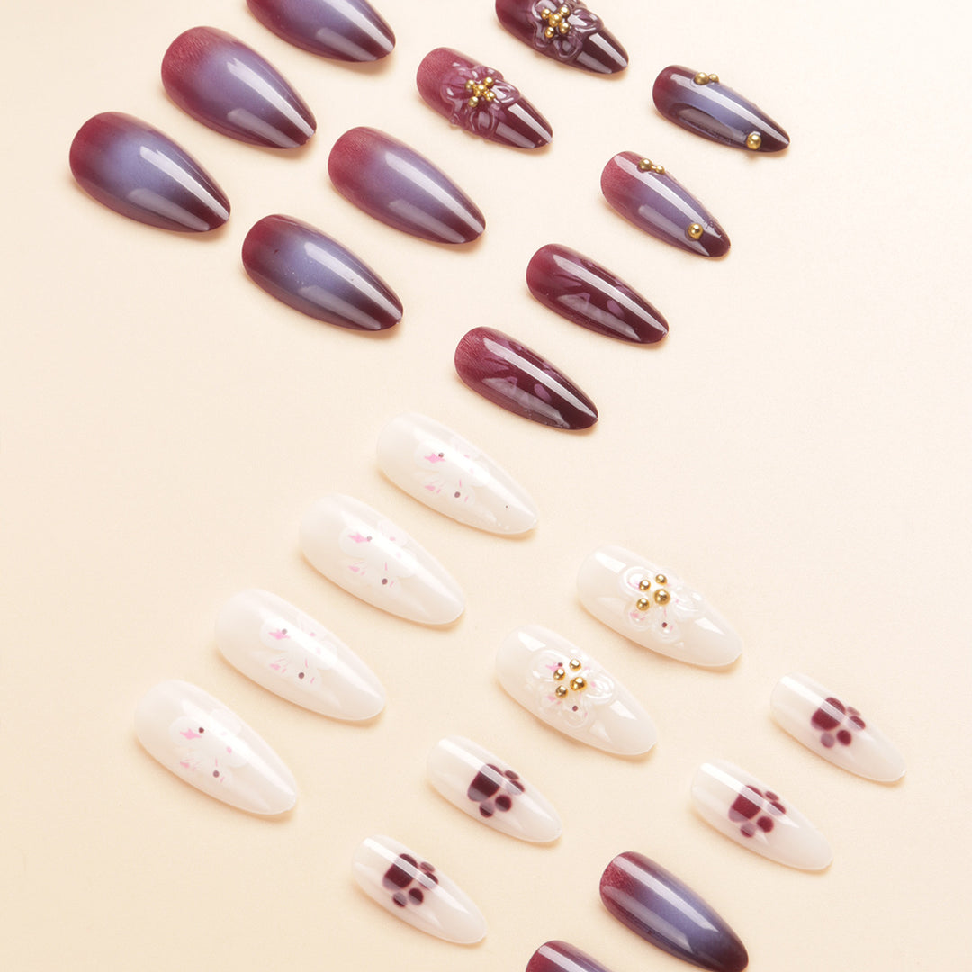 Floral Embellished Stiletto Nail Art Stornfield