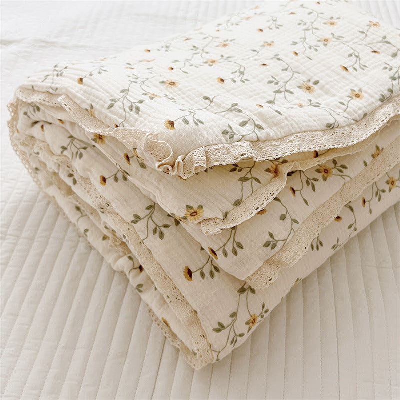 Unisex Breathable Muslin Blanket with Floral Ruffle Design Stornfield