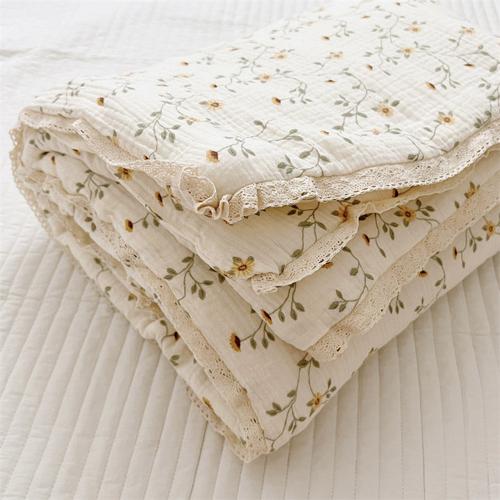 Unisex Breathable Muslin Blanket with Floral Ruffle Design Stornfield