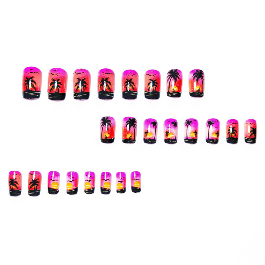 Artificial nails with tropical beach motif Stornfield