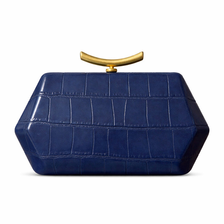 Structured Crocodile-Patterned Handheld Clutch