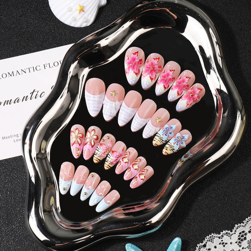 Artistic Floral-Themed Press-On Nail Set Stornfield