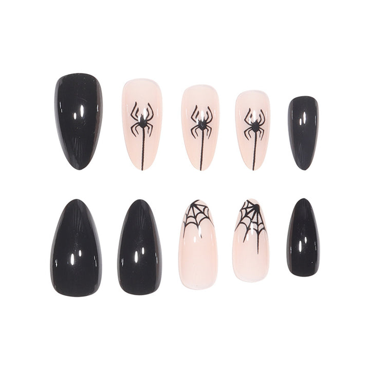 Halloween-Themed Spider and Web Nail Art Extensions Stornfield