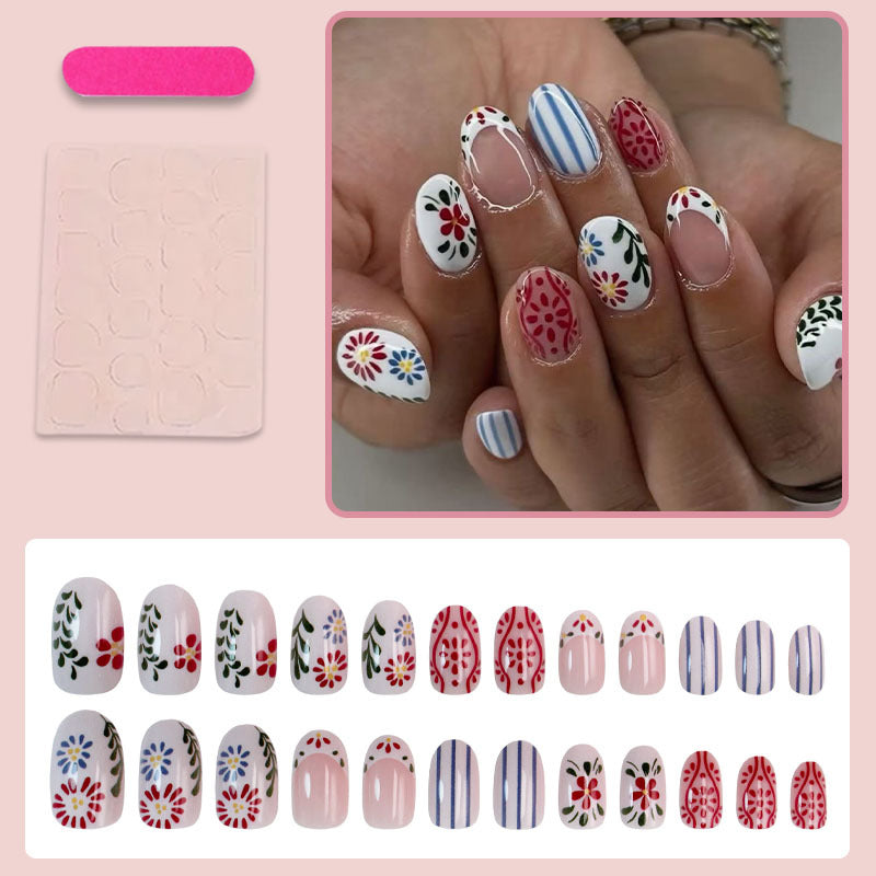 Art nail set with floral and graphic patterns Stornfield