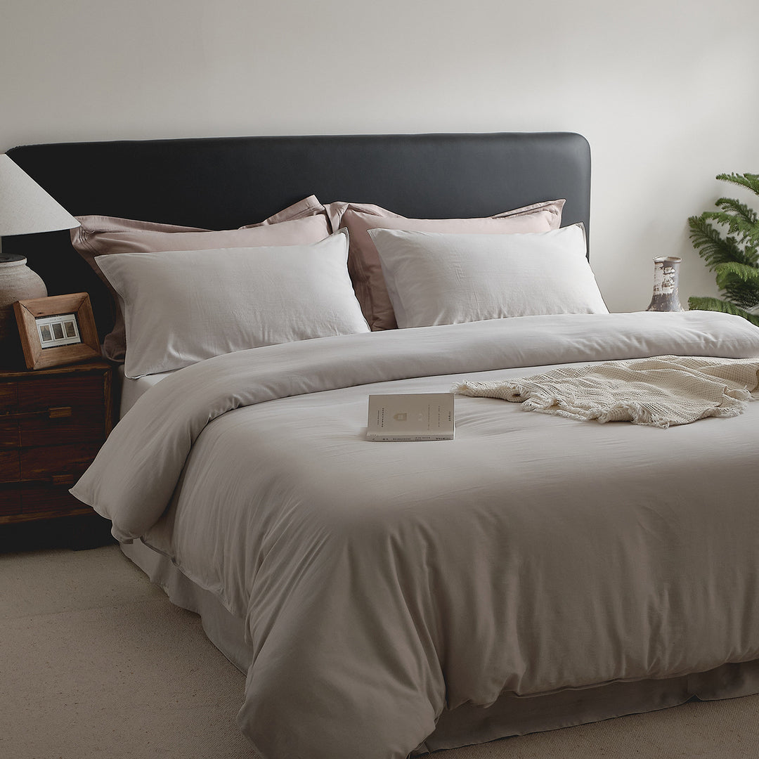 Breathable Long-Staple Cotton Duvet Cover Set with Corner Ties and Tailored Hem