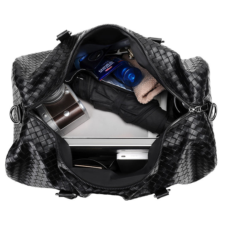 Woven Leather Weekend Duffle Stornfield