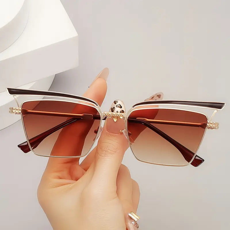 Women's square designer glasses with delicate metal frame Stornfield