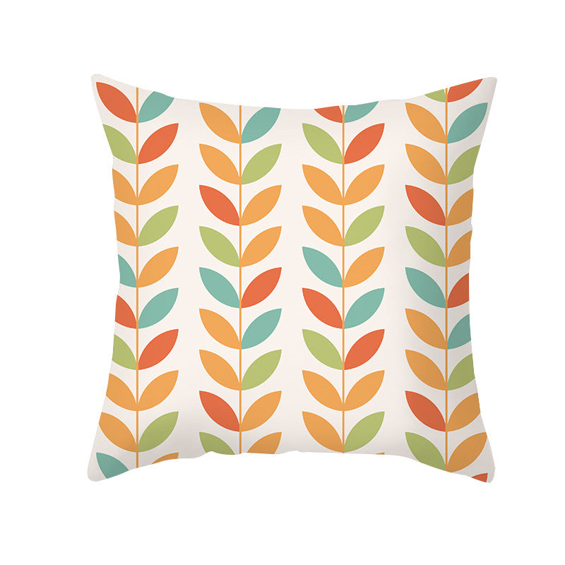 Floral Printed Cotton-Linen Throw Pillow with Removable Cover