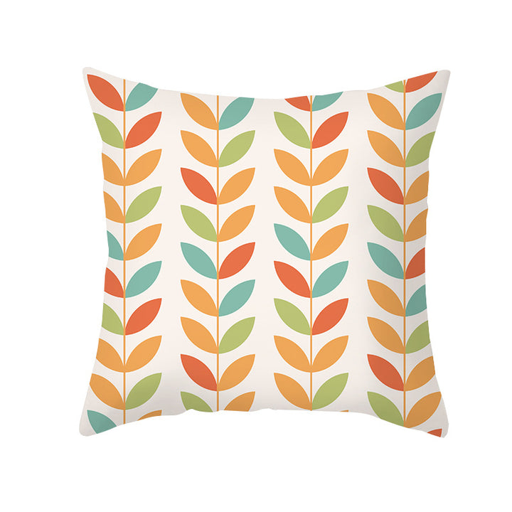 Floral Printed Cotton-Linen Throw Pillow with Removable Cover