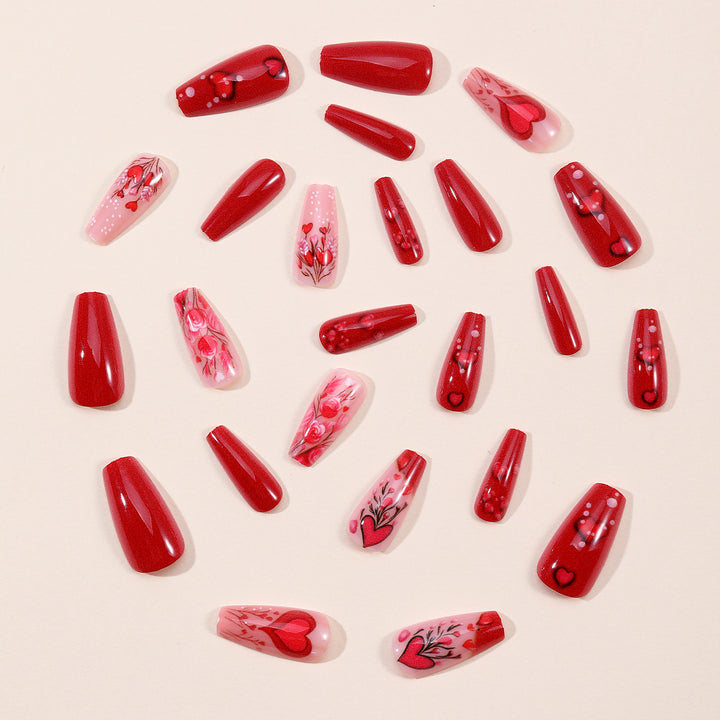 Romantic Floral Heart Nail Art Extensions Stornfield