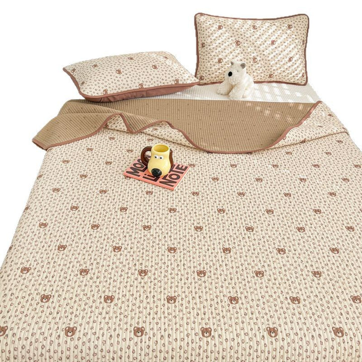 Lightweight Quilted Floral Bedspread Set with Piped Edge and Matching Pillow Shams