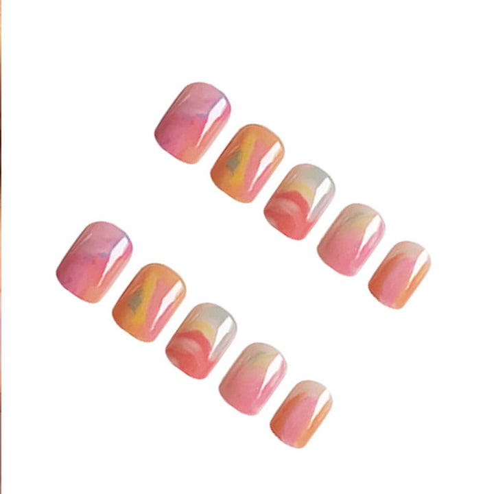 Artificial nail set with colorful marble designs Stornfield