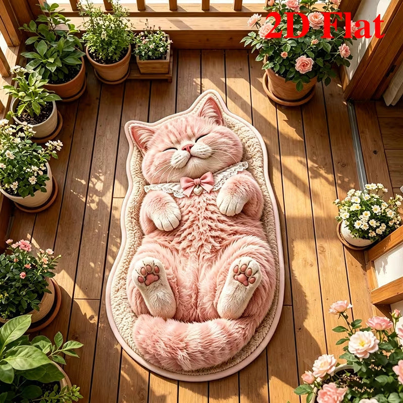 Plush Cat-Shaped Floor Mat